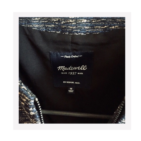 Madewell Bomber Jacket — Metallic Boucle & Leather - Picture 5 of 10